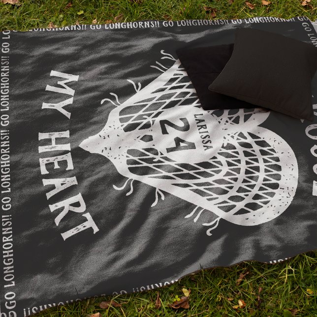 Black Lacrosse My Heart Fleece Blanket (Von Creator hochgeladen)