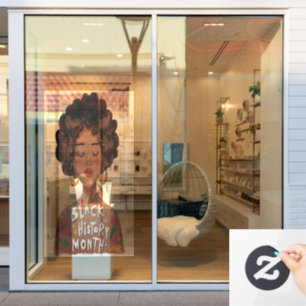 Black Lady & Typografy Black History  Fensteraufkleber