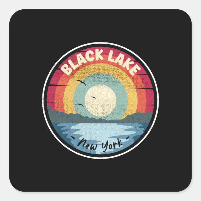 Black Lake New York Farbenspiel Quadratischer Aufkleber (Vorderseite)