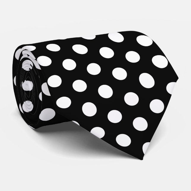 Black Large Polka Dot Krawatte (Gerollt)