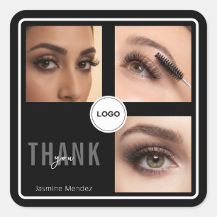 Black Lash Artist Studio Foto Collage Danke Quadratischer Aufkleber
