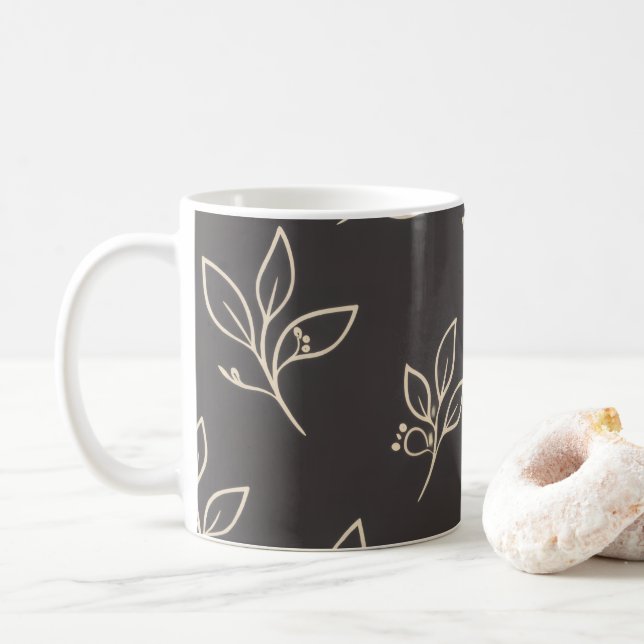 Black Leaf Tasse | Moderne Kaffeetasse (Mit Donut)