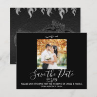 Black Leather Bike Wedding Foto Save the Date