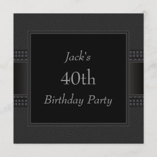 Black Leather Mans 40. Geburtstag Party Einladung