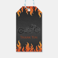 Black Leather Orange Flames Motorrad-Party