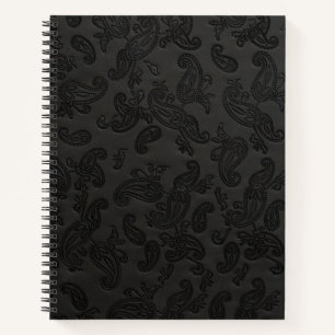 Black Leather Paisley Notizbuch