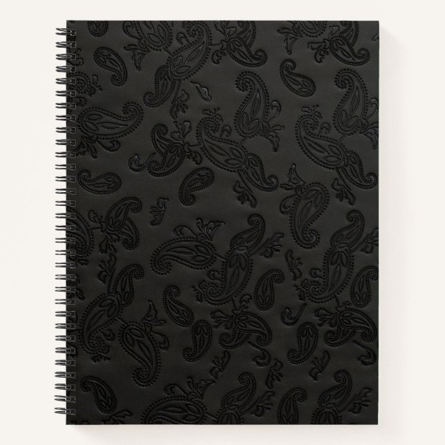 Black Leather Paisley Notizbuch (Vorderseite)