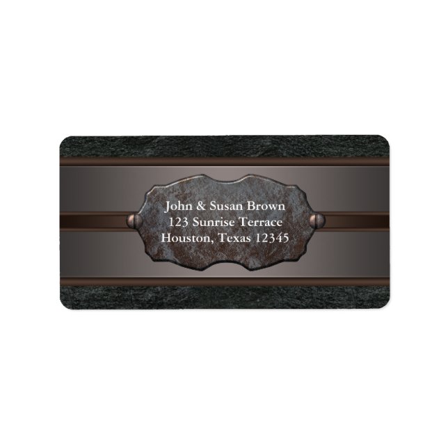 Black Leather Rugged Western Grunge Address Labels Adressaufkleber (Vorne)