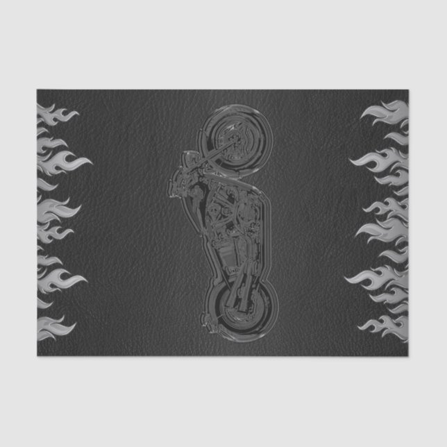 Black Leather Silver Chrome Motorrad-Party Seidenpapier (Vorderseite)