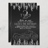 Black Leather Silver Motorrad 2 ZWEI 2ND Geburtsta