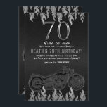 Black Leather Silver Motorrad 70TH 70 Geburtstag Einladung<br><div class="desc">Anpassen für jedes Ereignis</div>