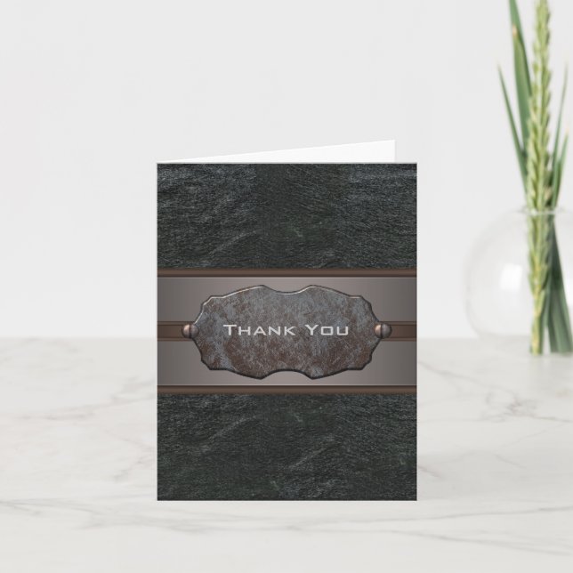 Black Leather Thank You Card Dankeskarte (Vorderseite)