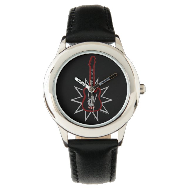 Black Leather Watch - Rock n' Roll Armbanduhr (Vorderseite)