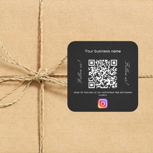Black Leder Firmenname qr Code Instagramm Quadratischer Aufkleber