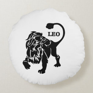 Black Leo Lion Zodiac Rundes Kissen