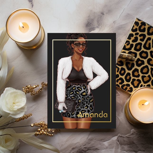 Black Leopard Fashion Birthday Party Folieneinladung (Von Creator hochgeladen)