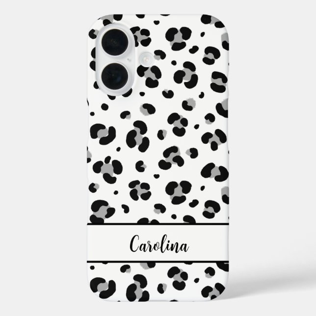 Black Leopard Personalisiert Modern iPhone Case (Rückseite)