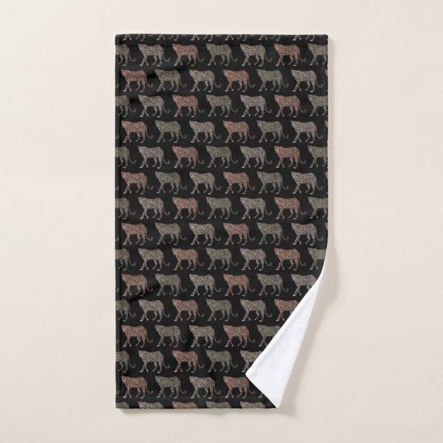 Black Leopard Print Handtuch (Handtuch)