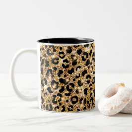Black Leopard Print Zweifarbige Tasse