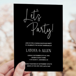 Black Let's Party Lässige Hochzeitsempfehlung entf Einladung