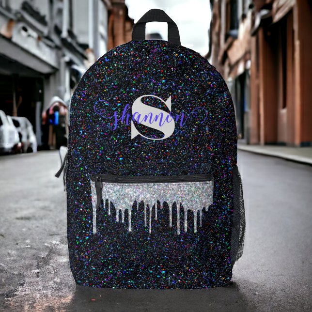 Black Licorice Glitzer Tropfen Individuelle Name R Bedruckter Rucksack (Von Creator hochgeladen)