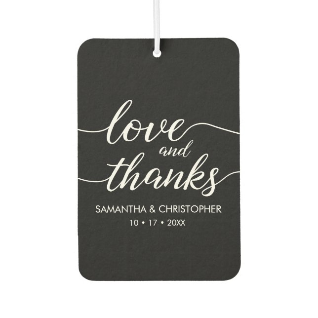 Black Liebe und Dank Elegant Drehbuch Hochzeit Air Autolufterfrischer (Vorderseite)