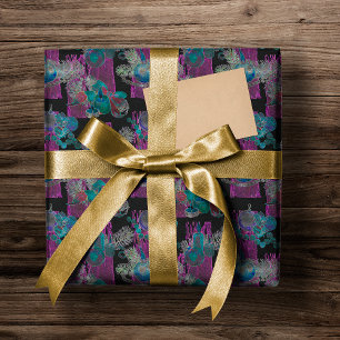 Black Light Neon Glow Xmas Candle Cluster Geschenkpapier