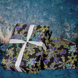 Black Light Neon Weihnachten Snowflake Muster Geschenkpapier