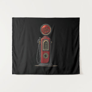 Black Lightning Oil Company Retro Gas Pump Wandteppich