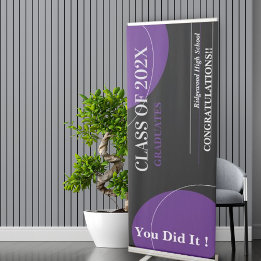 Black Lila Abstrakt 2025 Class Abschluss Ausziehbarer Banner