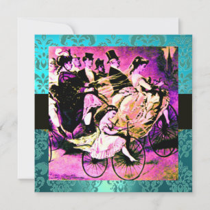 BLACK LILA BLAU BICYCLE WEDD DAMASK MONOGRAM EINLADUNG