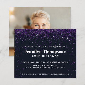 Black Lila Confetti Glitzer 50. Geburtstag Foto