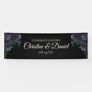 Black Lila Floral Elegante Wedding Gothic Banner