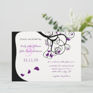 Black Lila Forest Love Bird Hochzeitseinladungen Einladung