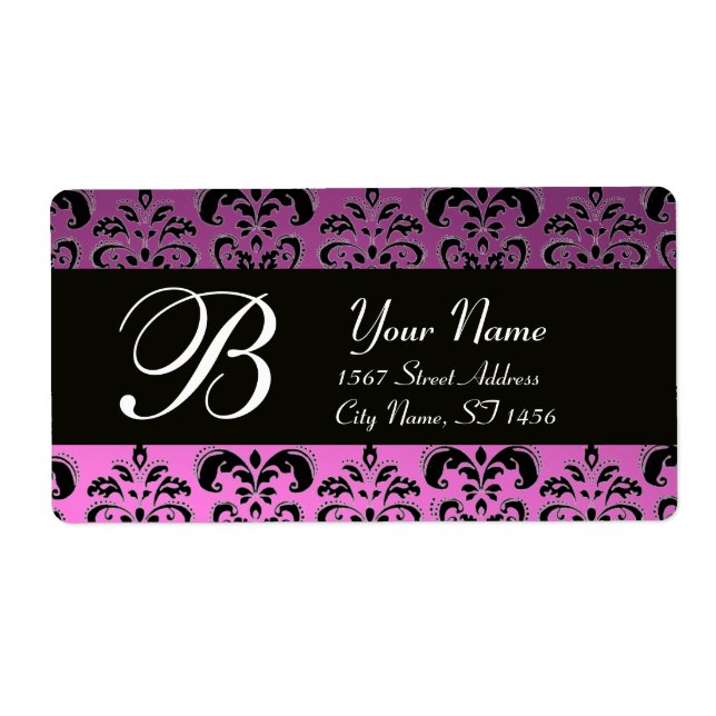 BLACK LILA LILAC DAMASK MONOGRAMM (Vorne)