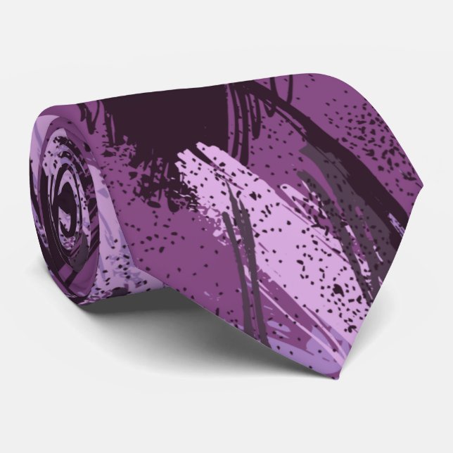 Black Lila Plum Lavender Camouflage Neck Tie Krawatte (Gerollt)