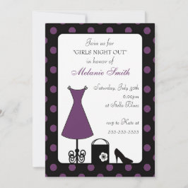 Black Lila Polka Dot Girl's Night Out Einladung