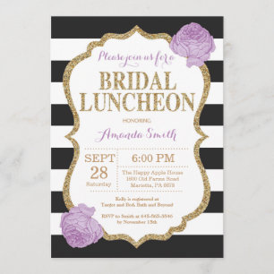 Black Lila und Gold Bridal Luncheon Einladung