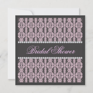 Black & Lilac Damask Lace Jewel Brautparty Einladung