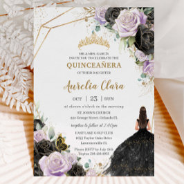 Black Lilac Rose Floral Quinceañera 16 . Geburtsta Einladung