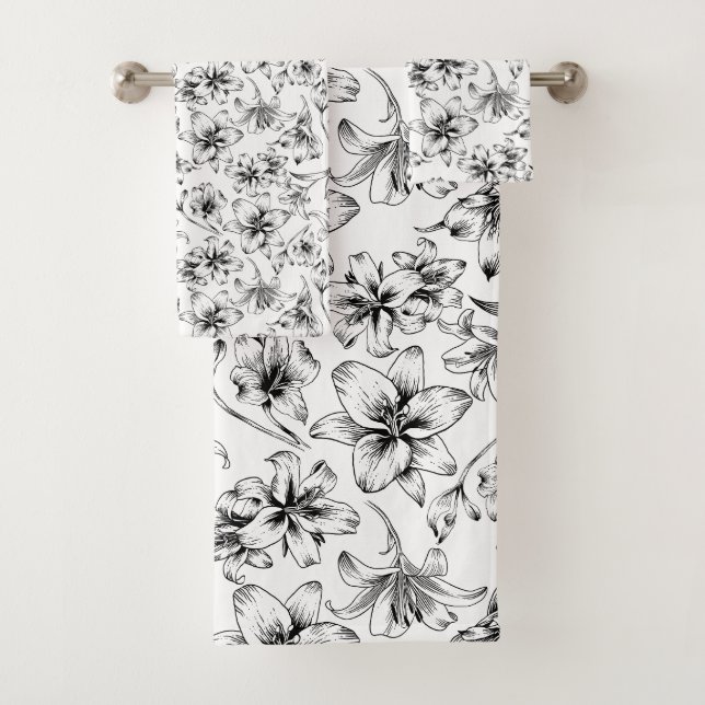 Black Lily Blume Badhandtuch Set (Insitu)
