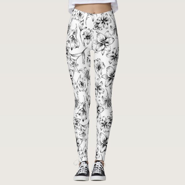 Black Lily Blume Leggings (Vorderseite)