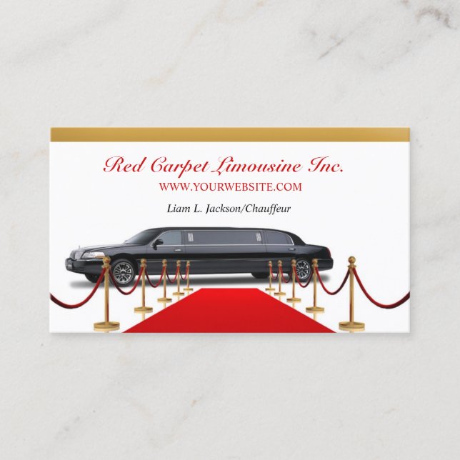 Black Limousine Driver Business Card Visitenkarte (Vorderseite)