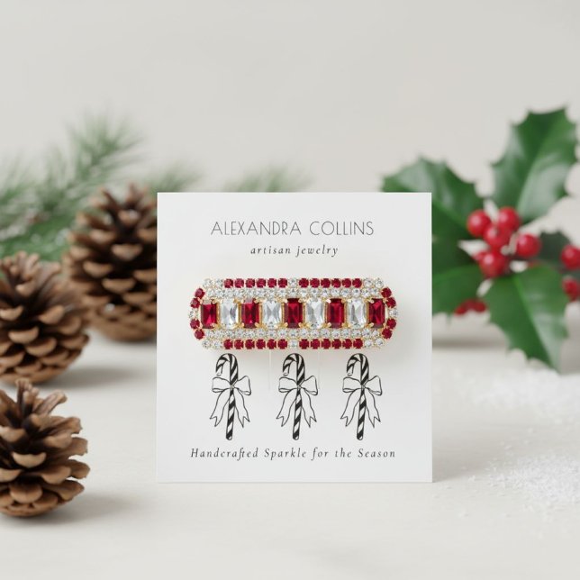 Black Line Art Festive Candy Cane & Bow Hairclip  (Von Creator hochgeladen)