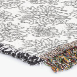 Black Line Floral Chrysanthema Art Decke