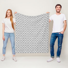Black Line Floral Chrysanthema Art Fleecedecke