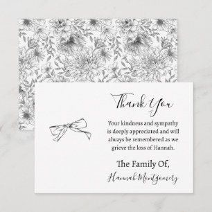 Black Line Florals Beerdigung Beileid Vielen Dank Mitteilungskarte