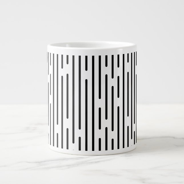 Black Line Geometric Pattern Jumbo-Tasse (Vorderseite)