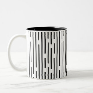 Black Line Geometric Pattern Zweifarbige Tasse