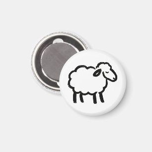 Black Line Sheep - Cosy Animal Ink Design auf Magnet